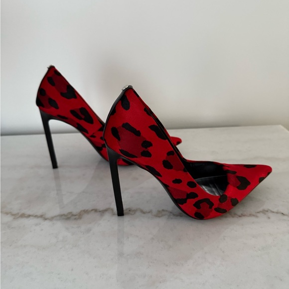 Tom Ford Red and Black Leopard Print Heels - Picture 3 of 4